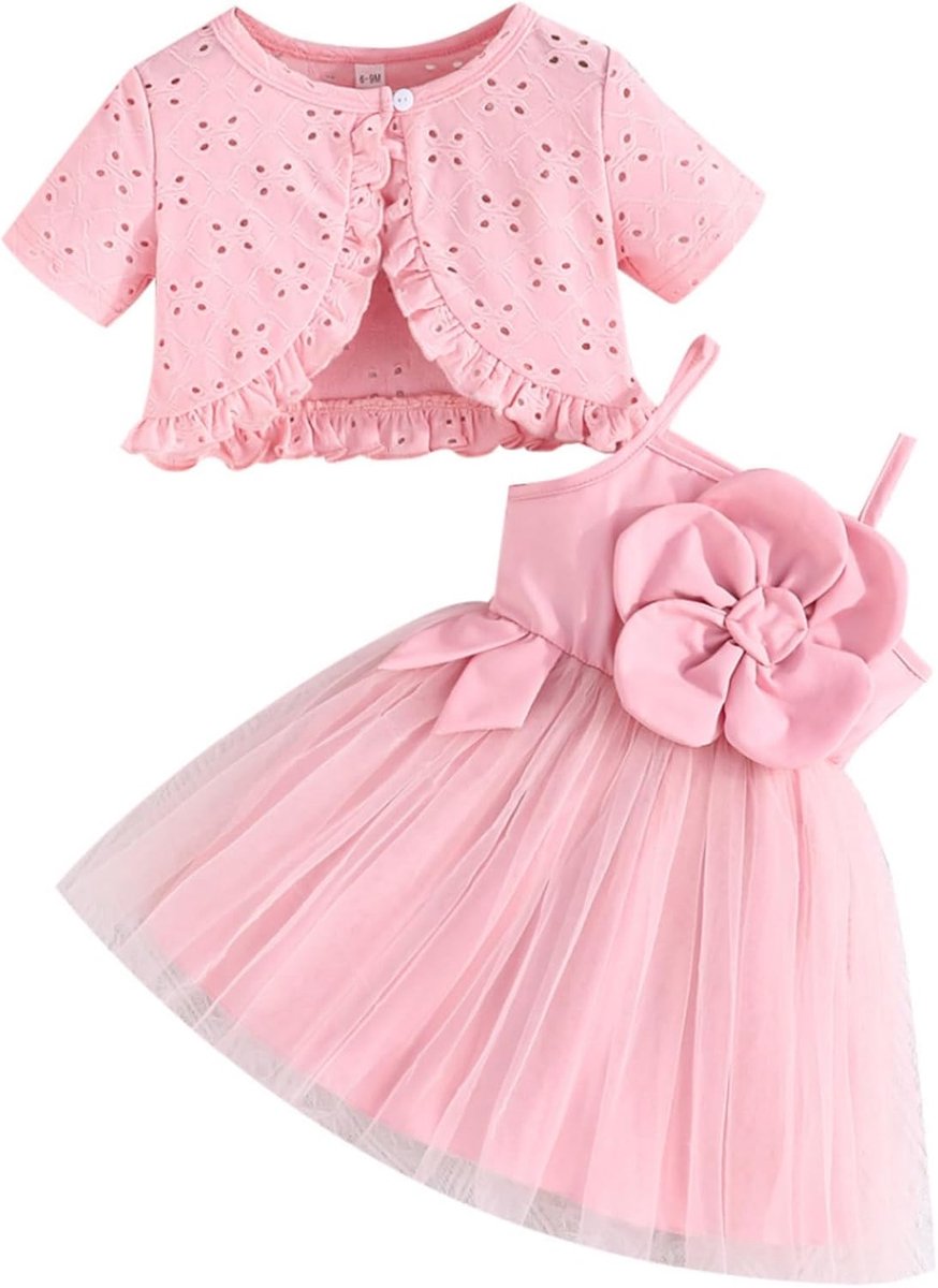 Meisje Tutu Jurk 2 Stuk Peuter Vest Tule Zonnejurk Meisjes Prinses Doop Party Jurken Baby Zomer Outfit Set