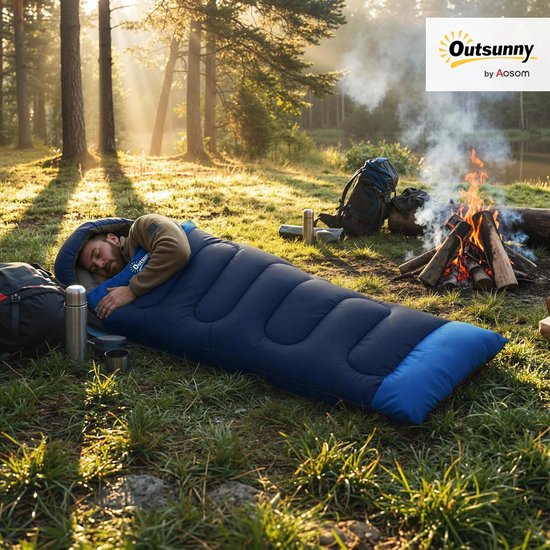 Outsunny slaapzak - Polyester, katoen - 215 x 75 x 10 cm - Marineblauw van Outsunny — afbeelding 2