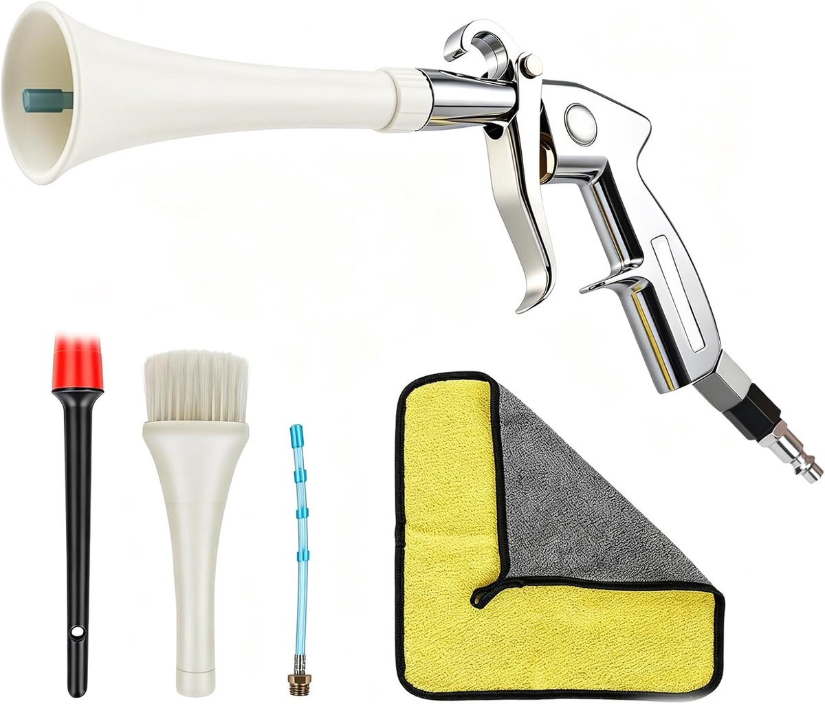 Reinigingspistool, droogpistool voor auto, compressor, nauwkeurig luchtpistool voor stoelen, velgen, motor, stof, leer