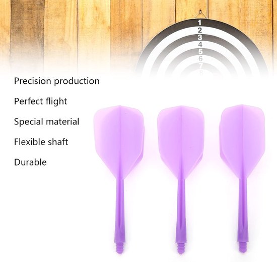 Shafts en Flights, Dart Shafts en Flights Geïntegreerde Dart met 3 X Geïntegreerde Dart en Flights voor 2BA Draaddiameter Dart Barrels(Paars) — afbeelding 4