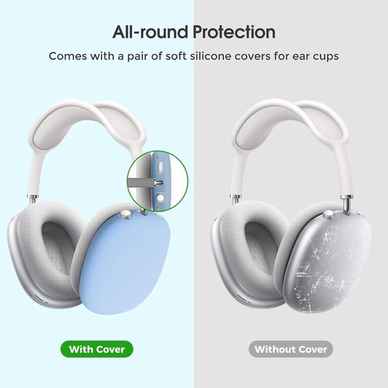 Harde hoes voor nieuwe AirPods Max, reisdraagtas voor hoofdtelefoon met siliconen oorkussentje en gaasvak, AirPods Max beschermende draagbare opbergtas - marineblauw — afbeelding 5
