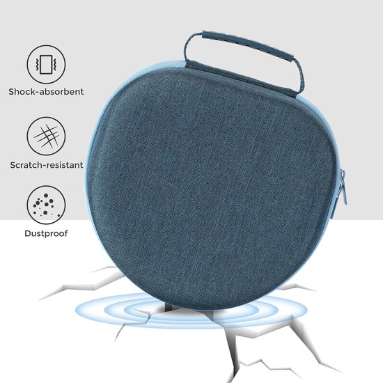Harde hoes voor nieuwe AirPods Max, reisdraagtas voor hoofdtelefoon met siliconen oorkussentje en gaasvak, AirPods Max beschermende draagbare opbergtas - marineblauw — afbeelding 4