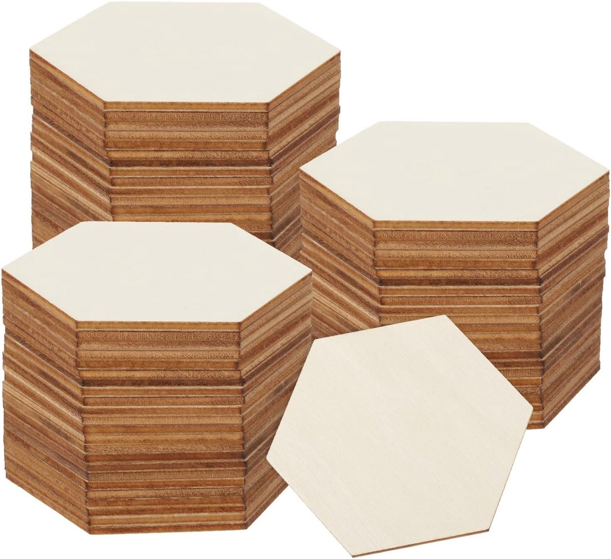 Onafgewerkte houten schijven, 7,5 x 2,5 cm, lege houten schijven voor knutselwerk, schilderen, onderzetters, woondecoratie, 50 stuks