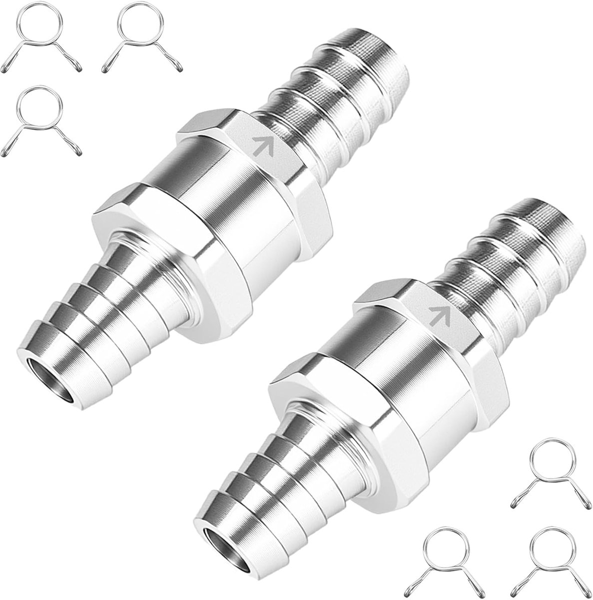 2 stuks eenmalige terugslagklep brandstof, aluminium terugslagkleppen, niet-terugslagklep diesel brandstofleiding, lucht olie terugslagkleppen, aluminiumlegering benzine controle accessoires voor auto
