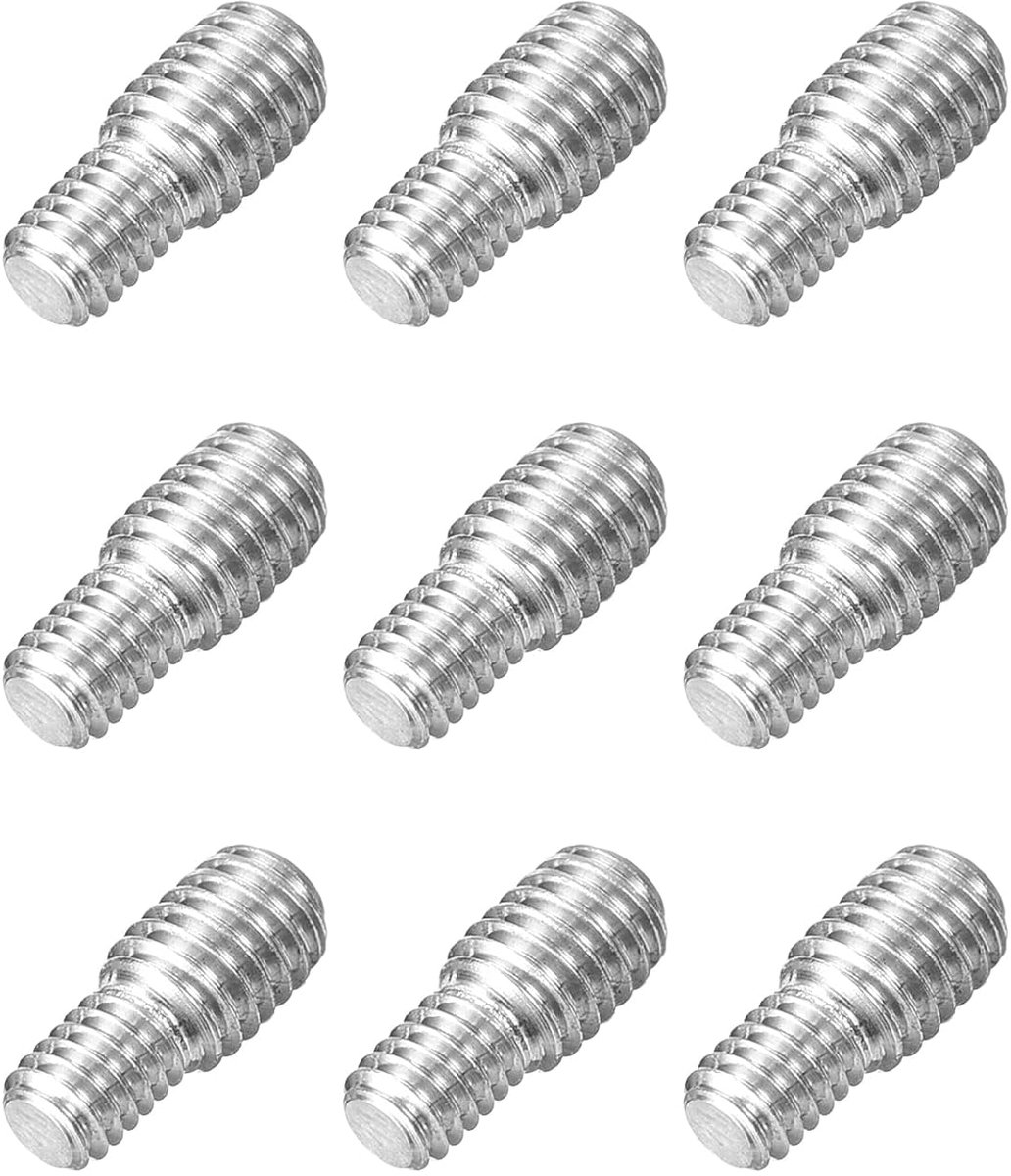 M4 x 6 mm tot M5 x 6 mm dubbelzijdige schroefdraadpen, schroefbouten, 9 stuks 304 roestvrij stalen schroefdraad, reduceeradapter voor meubelmachinemontage, bevestigingselement