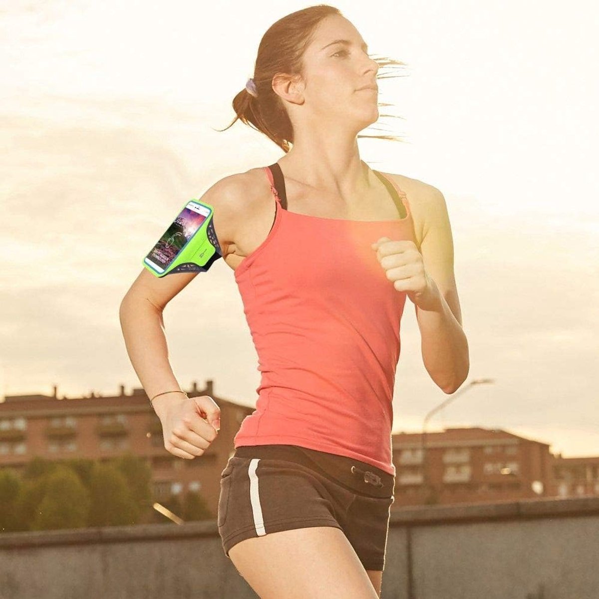 Hoes ultradunne armband sport wandelen hardlopen fitness fietsen sportschool voor INTEX INDIE 6 (2018) - groen