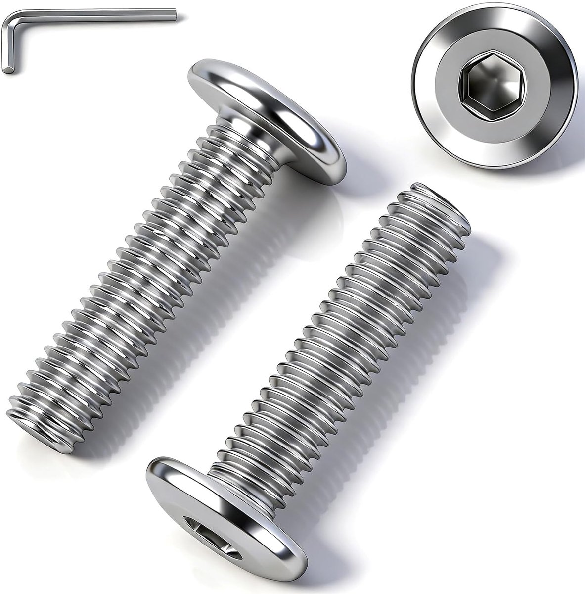 24 stuks platte kopschroeven, M5 x 25 mm, roestvrijstalen schroeven, M5, binnenzeskant, platte kop, 304 roestvrij staal, A2, V2A, lenskopschroeven met 1 stuks 3 mm inbussleutel voor bouw