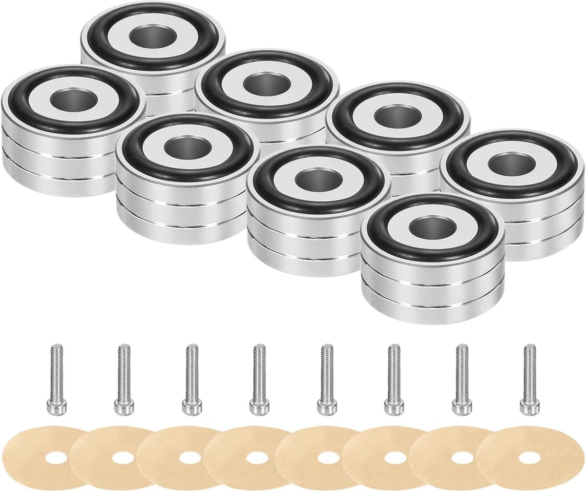 Isolatiepads, subwoofer, 40 x 20 mm pad, isolatie luidspreker, voeten spike voor luidsprekers, platenspeler isolatie voor audioapparaten, M4 schroeven, zilver, 8 stuks