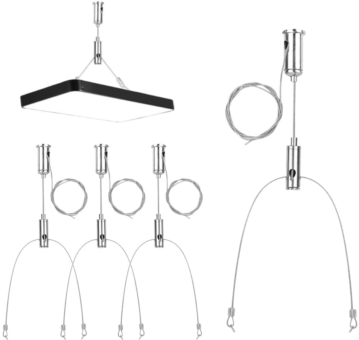 8 stuks set ophanging LED-panelen stalen kabel voor ophangingen