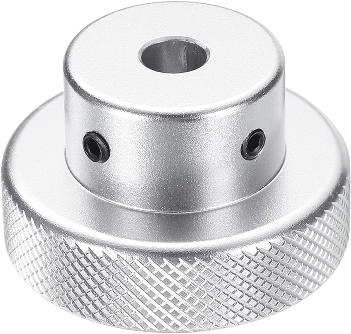 Aluminium knop 40 mm OD 7 mm gat knop voor freesmachine aluminium handvat voor machieedschap met sleutel en 2 schroeven voor draaibank, zilverkleurig