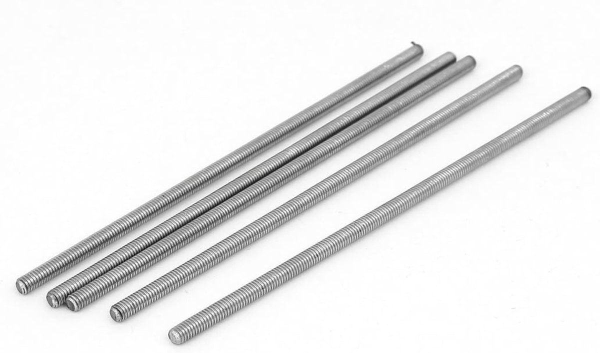 sourcing map Schroefdraadstang, M4 x 130 mm, roestvrij staal 304, 5 stuks