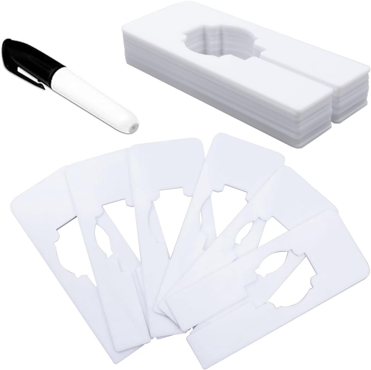 30 stuks kledingmaten verdeler, rechthoekige kleerhangerverdeler met bonusmarker, beschrijfbaar en herbruikbaar, voor het sorteren van kleding, maat en kleur (wit)