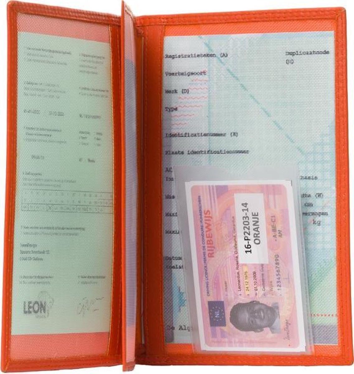 Papieren map - Compact - Leer - Oranje - Handgemaakt voor sleutels en kaarten - SnelShoppen