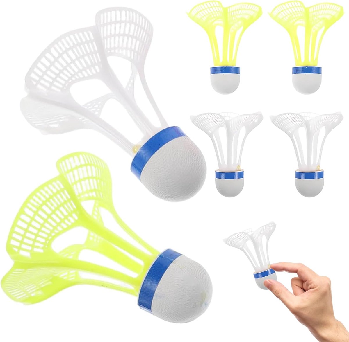 Speed badmintonballen 6 stuks - winddichte shuttles van nylon - kleurrijk voor goede zichtbaarheid - ShopVlot