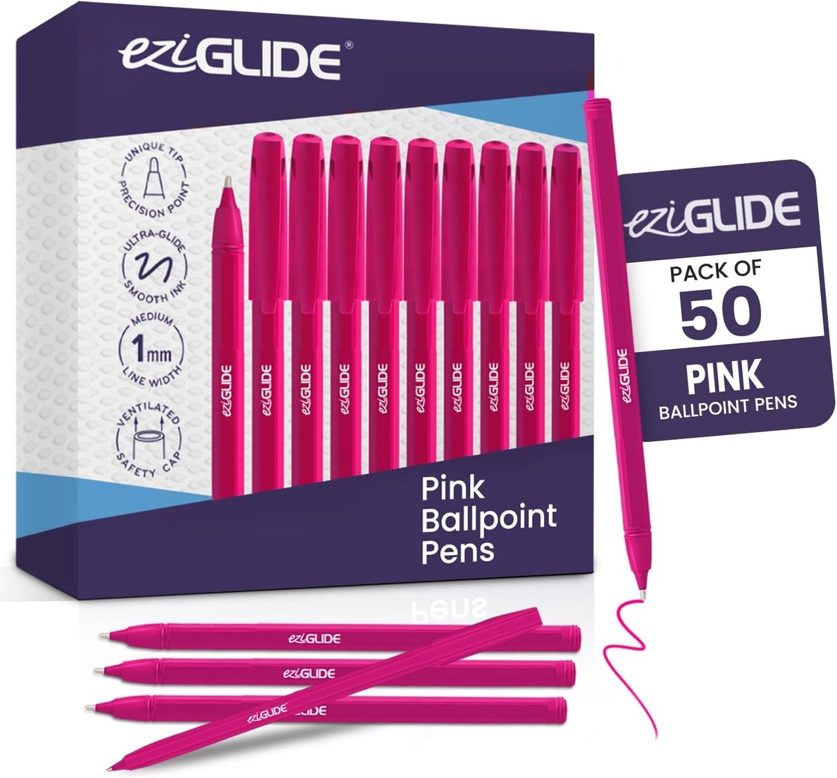 Balpen 1mm - roze - soepel schrijvende inkt - ideaal voor school en kantoor - ShopVlot