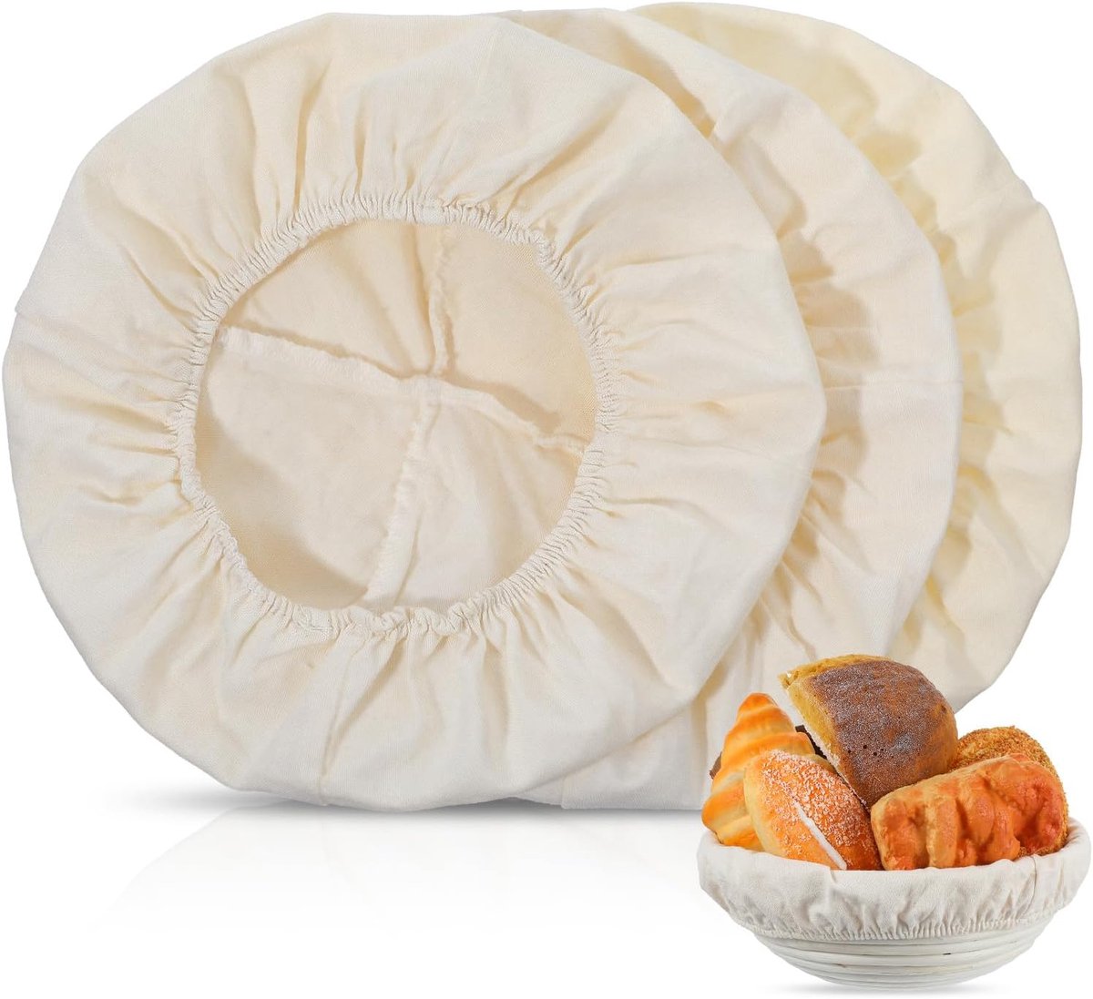 SnelShoppen - 3 Rijsmandjes voor Brood met Linnen Inzetstuk, Ademend Bakkerslinnen voor Beginners en Hobbybakkers, Perfect voor Zuurdesem Bakken