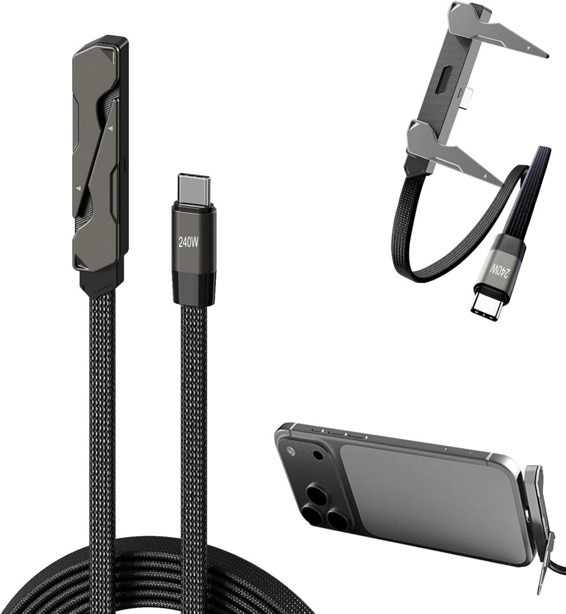 Oplaadkabel 2 m - 2-in-1 ontwerp - 240W snel opladen - ideaal voor gaming - ShopVlot