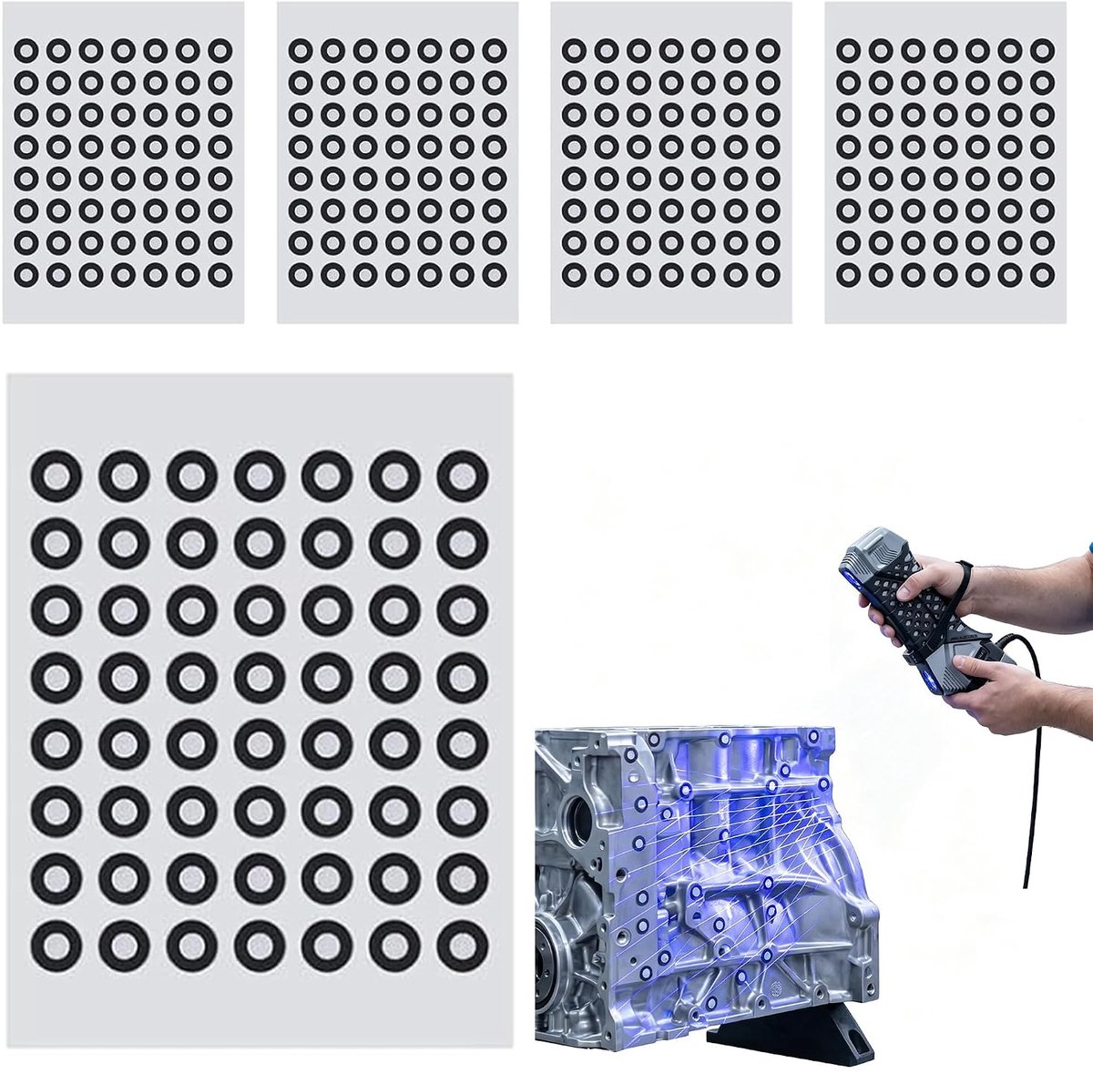 3D-scanmarkers 5 vellen - reflecterende trackingdots - PET-folie - nauwkeurige registratie - ShopVlot