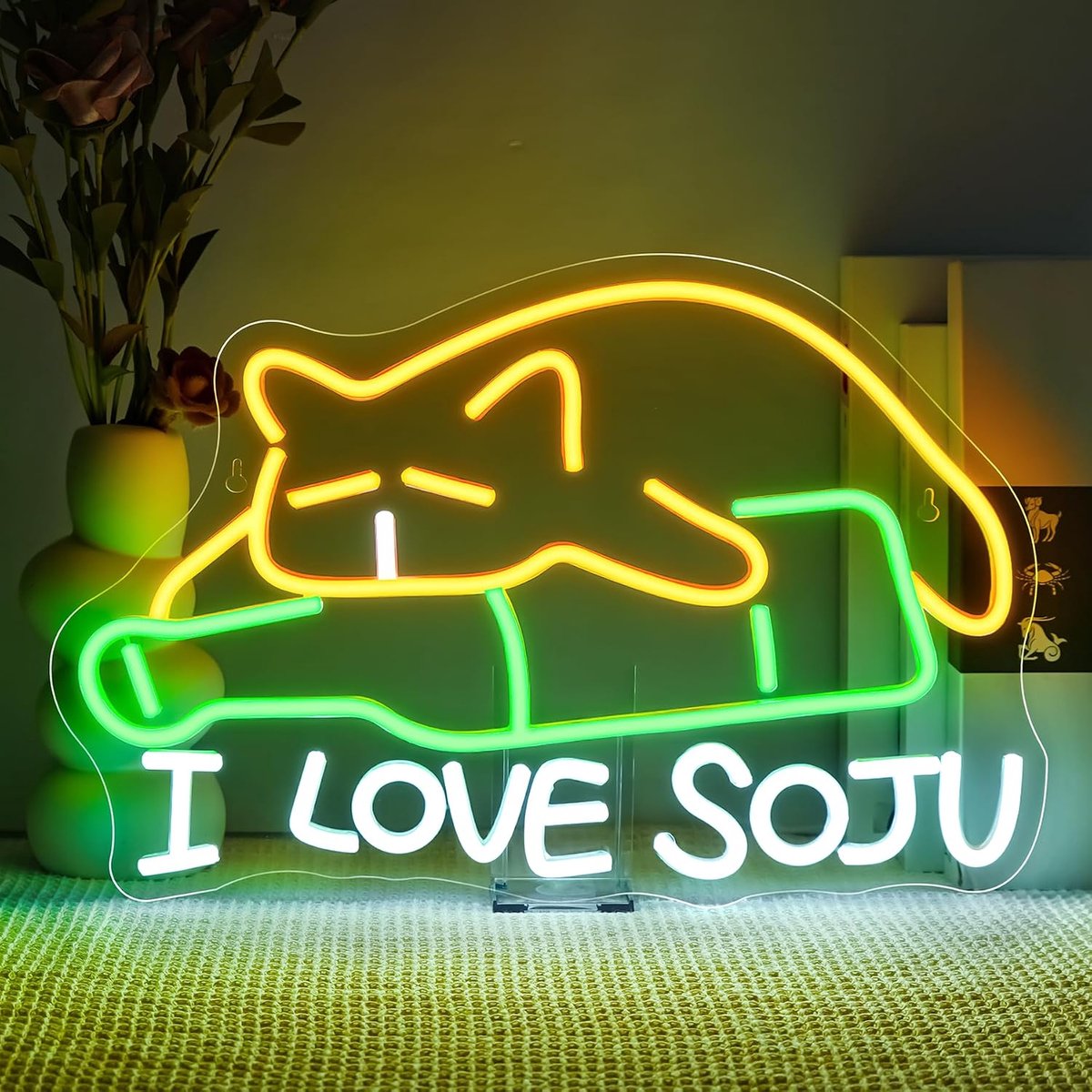 Neonbord kat - Dimbare LED wanddecoratie - Uniek Soju ontwerp - Creëer een sfeervolle baromgeving - ShopVlot