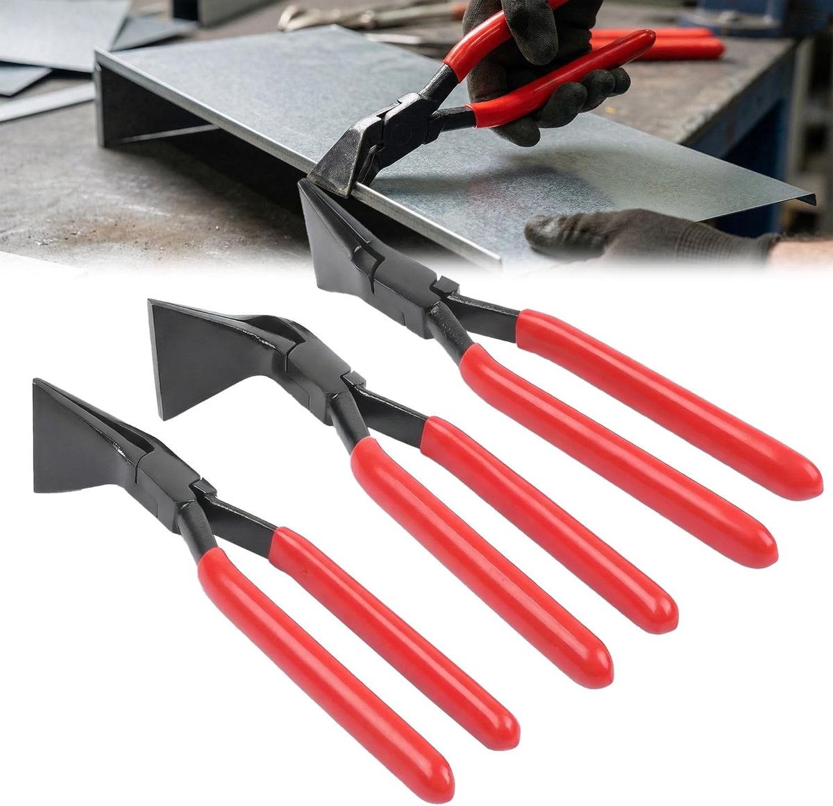 Vouwtangen set 3 stuks - 0° 45° 90° hoeken - 270mm lengte - ideaal voor plaatverwerking - ShopVlot