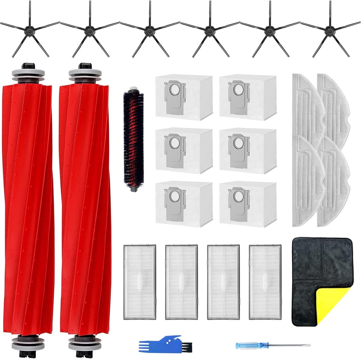 Accessoire set voor Roborock S7 Pro Ultra/S7 MaxV Ultra - 26 vervangende onderdelen - inclusief borstels en filters - ShopVlot