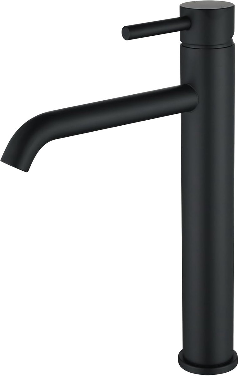 Kraan badkamer zwart hoog - wastafelarmatuur voor opzetwastafel - modern design - ShopVlot