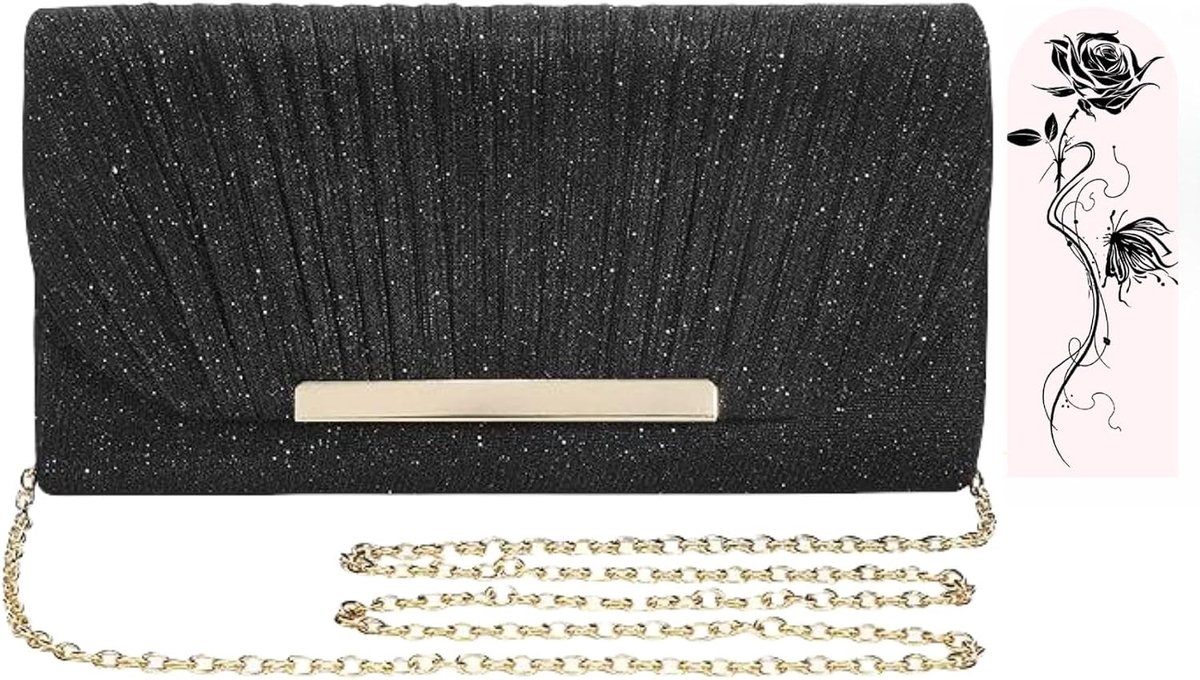 Dames Clutch Elegant Avondhandtas - Afneembare Ketting - Pailletten Tas - Perfect voor Bruiloft - SnelShoppen