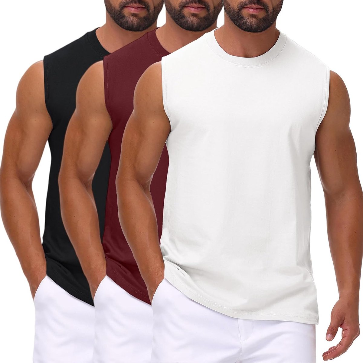 Tanktop heren M - 100% katoen - mouwloos - ideaal voor fitness - SnelShoppen