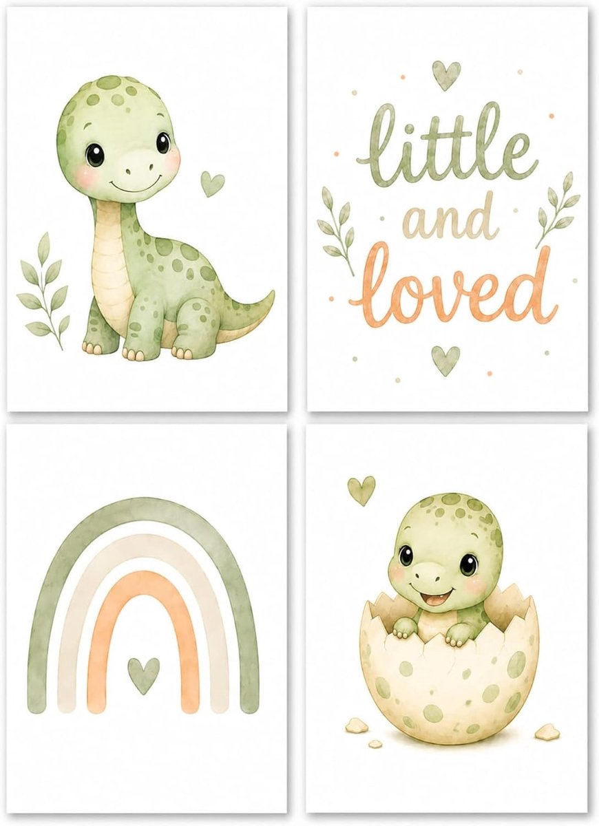 Poster set kinderkamer - 3-delige set - premium papier - kleurrijke dieren en voertuigen decoratie - SnelShoppen
