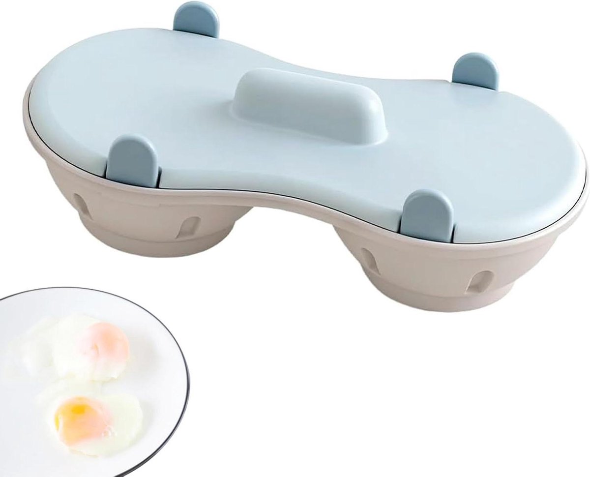 Eierkoker Magnetron - Stoomkoker Eieren - Snel Eieren Koken - Hittebestendig Ontwerp - Voor 2 Eieren - Blauw