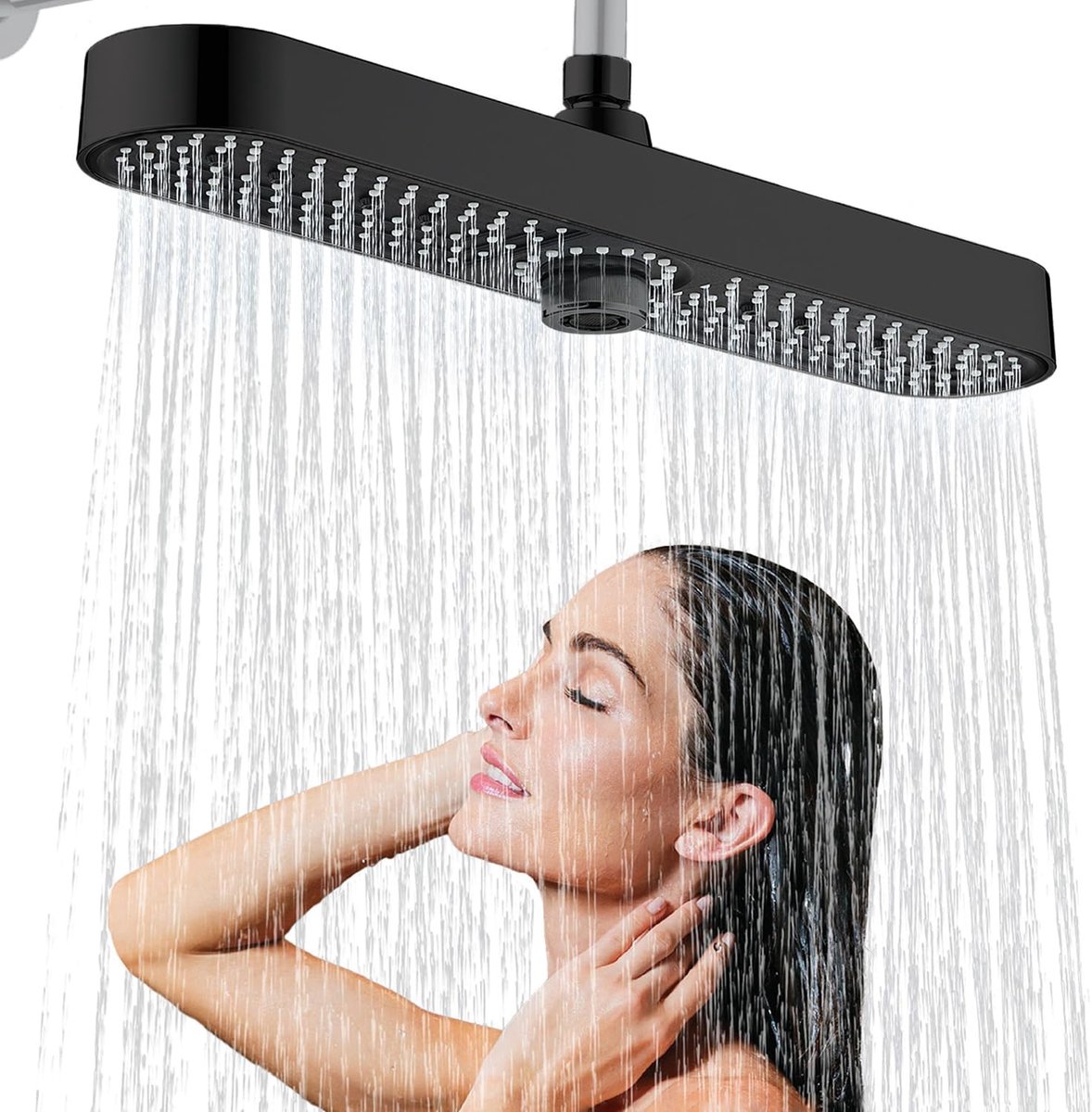 Rain Shower Hoofddouche - 360° Verstelbaar - Zwart - Luxe Douche-ervaring - SnelShoppen