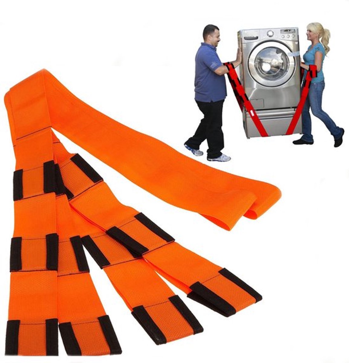 Hijsbanden -Verhuizers Hijsbanden -2-Pack -500kg Belasting-8,3*280cm-Moeiteloos Hulpmiddel voor het Verhuizen van Meubels en Apparaten naar Boven-Veilig en Gemakkelijk als een Professional-Verhuizen van Huishoudelijke Apparaten en Matrassen -Oranje
