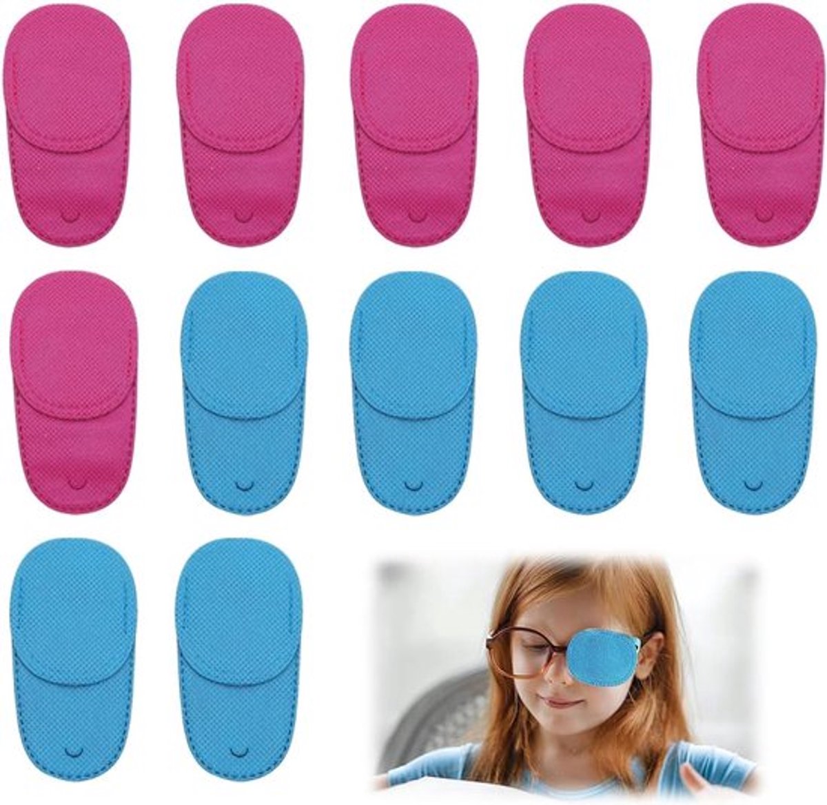 Verpakking met 12 oogmaskers van stof, geschikt voor één oog bij amblyopie (lui oog) en strabisme (scheelzien) na staaroperatie, unisex.
