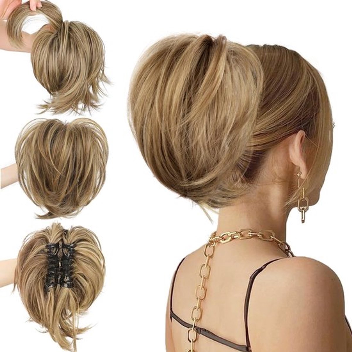 22 cm Paardenstaart-extensie met Claw Clip - Korte Paardenstaarthaarextensions voor Dames - Verstelbare Synthetische Haarstukken voor Diverse Stijlen
