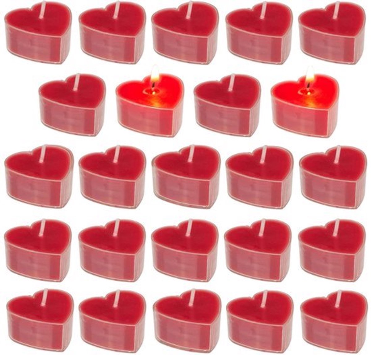 Theelichthouder Hartvorm - 4 x 4 cm - Keuze uit Rood of Wit - Romantische Verlichting 24 Stuks