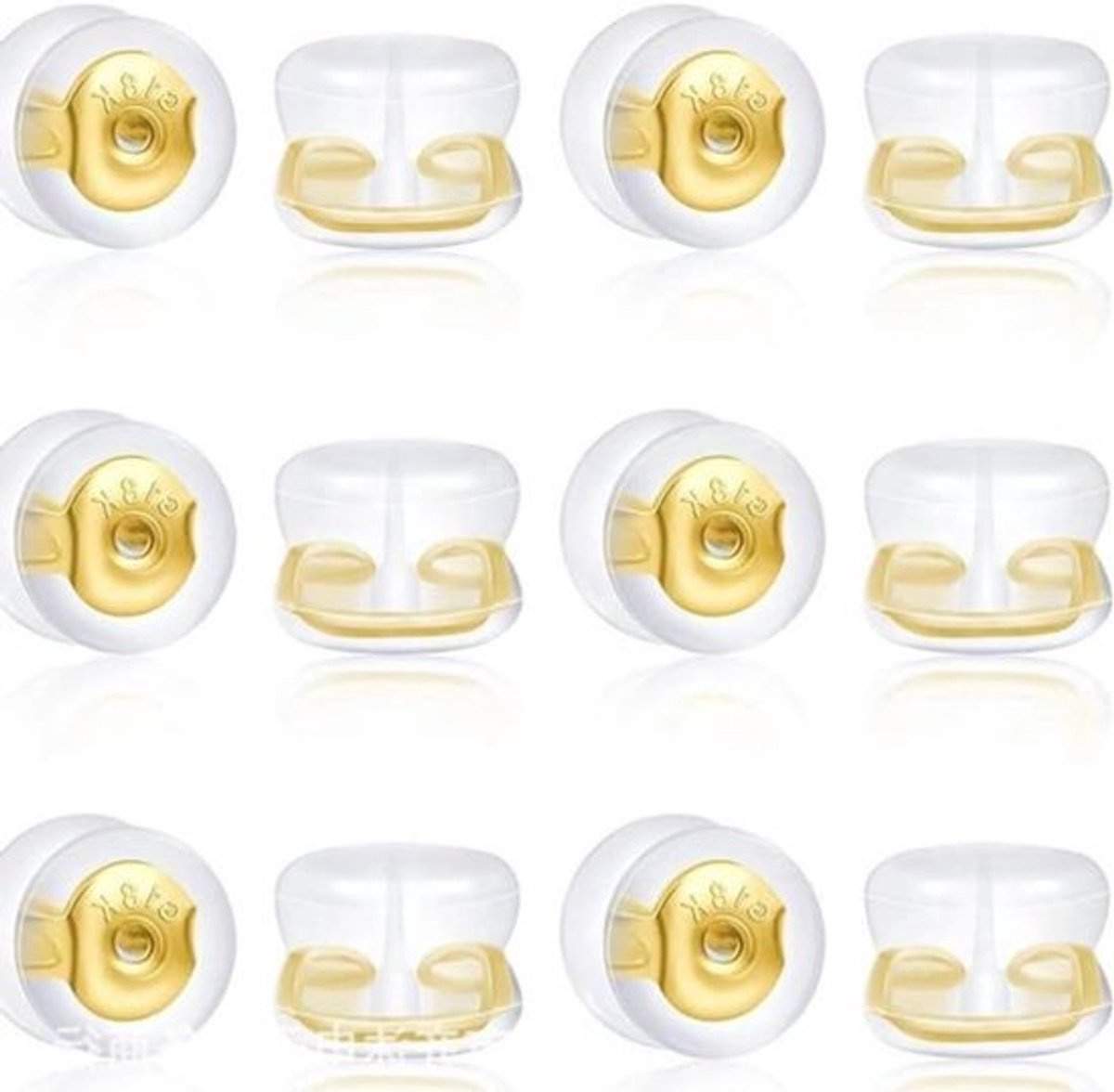 6 paar veilige oorbeugels van 18 karaat goud met siliconen oorkussens voor oorbellen en gedropte oren