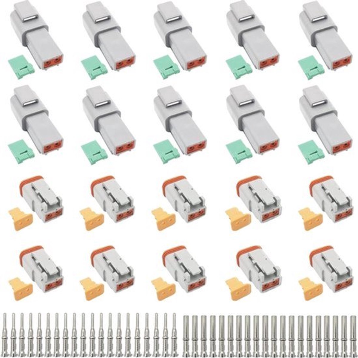 Elektrische connectoren 2-polig verzegeld grijs mannelijk en vrouwelijk waterdicht 16-20 AWG voor motorfiets scooter auto boot (10 sets)