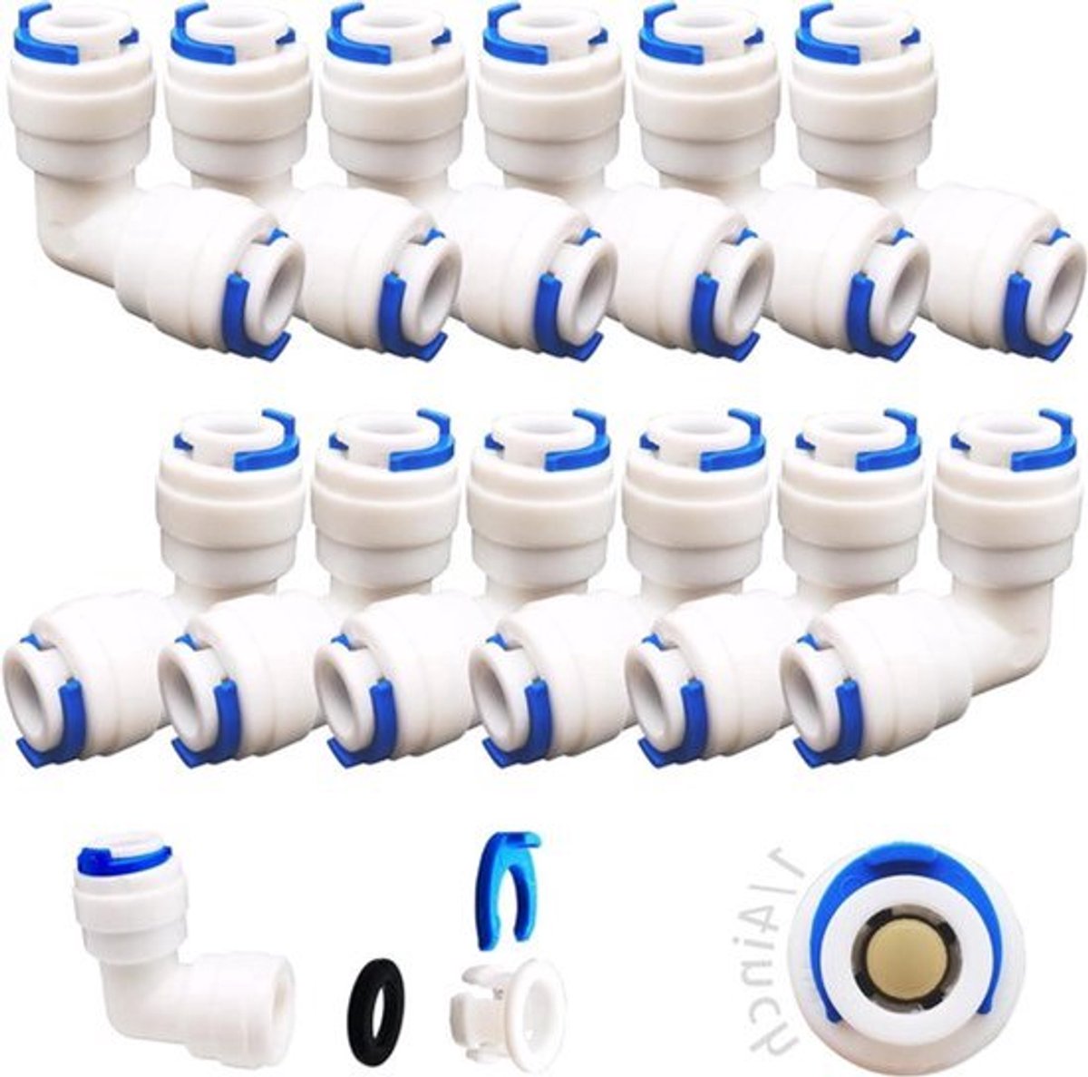 12-delige Adapter Fitting Connector voor RO Waterfilters 6.35mm (1/4") Pushfit Rechte Plug voor Waterleiding Koelkast Flexibele Slang