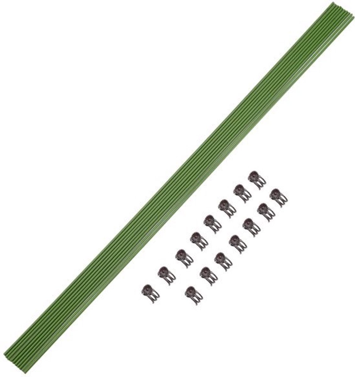 Plantenstokken 10 stuks - Buigbare Orchideestokken met Clips - Groen 40 cm