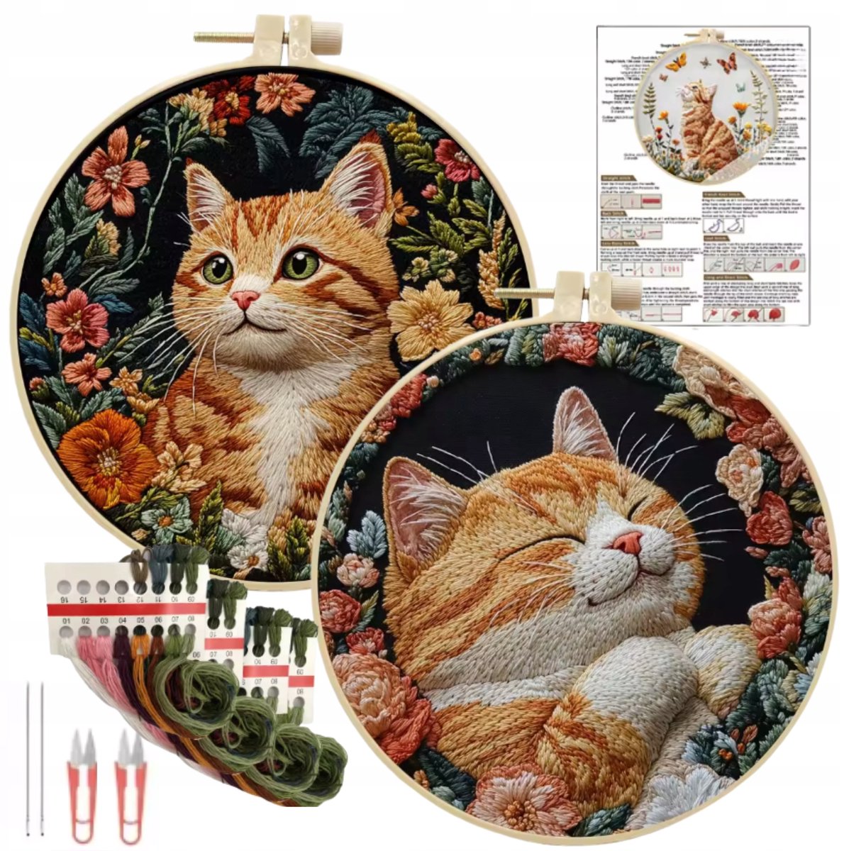 Knutselset Lusborduren met Katten & Bloemen - DIY Handwerk