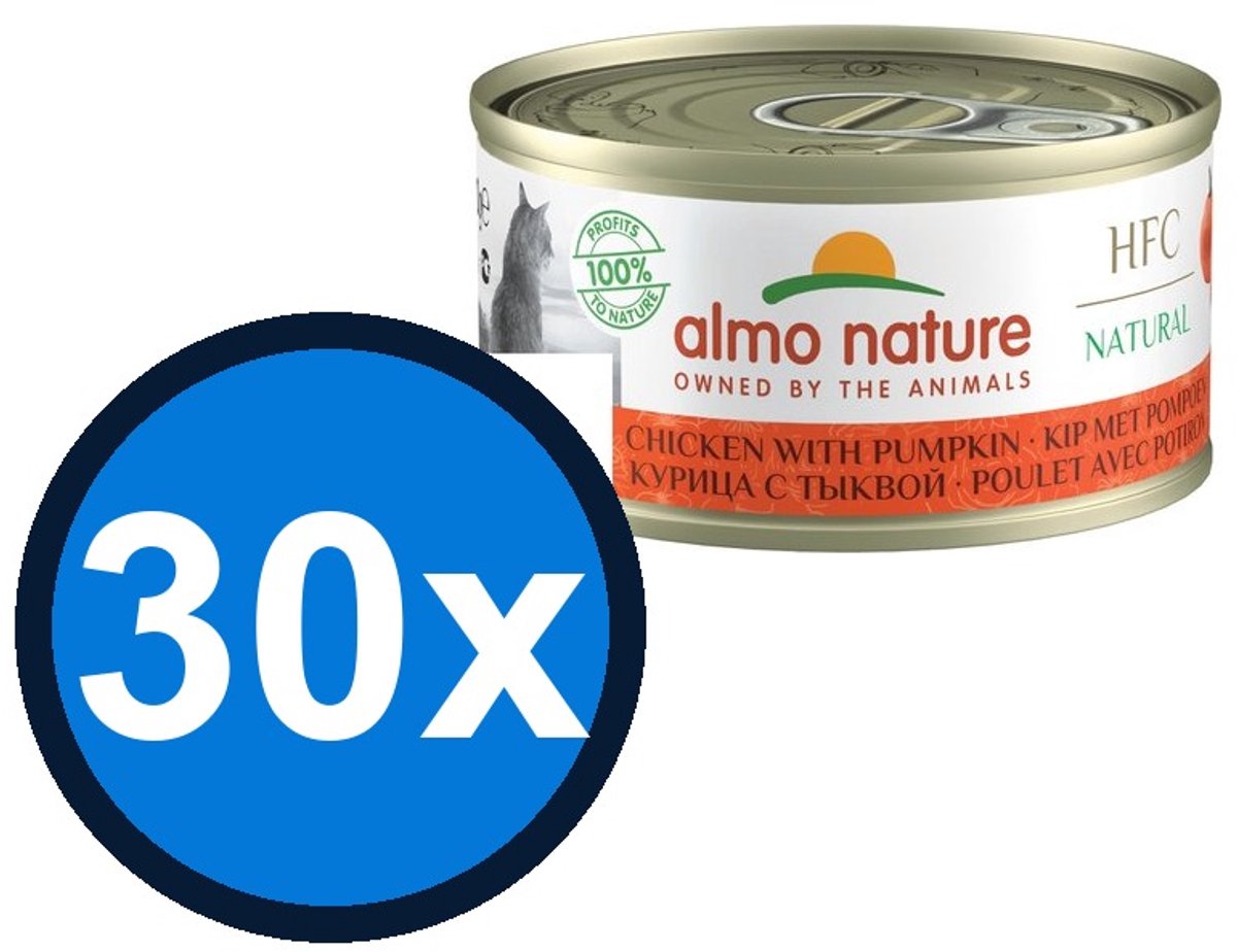 30x Almo Nature HFC - Kip & Pompoen - Kattenvoer Natvoer - 70g