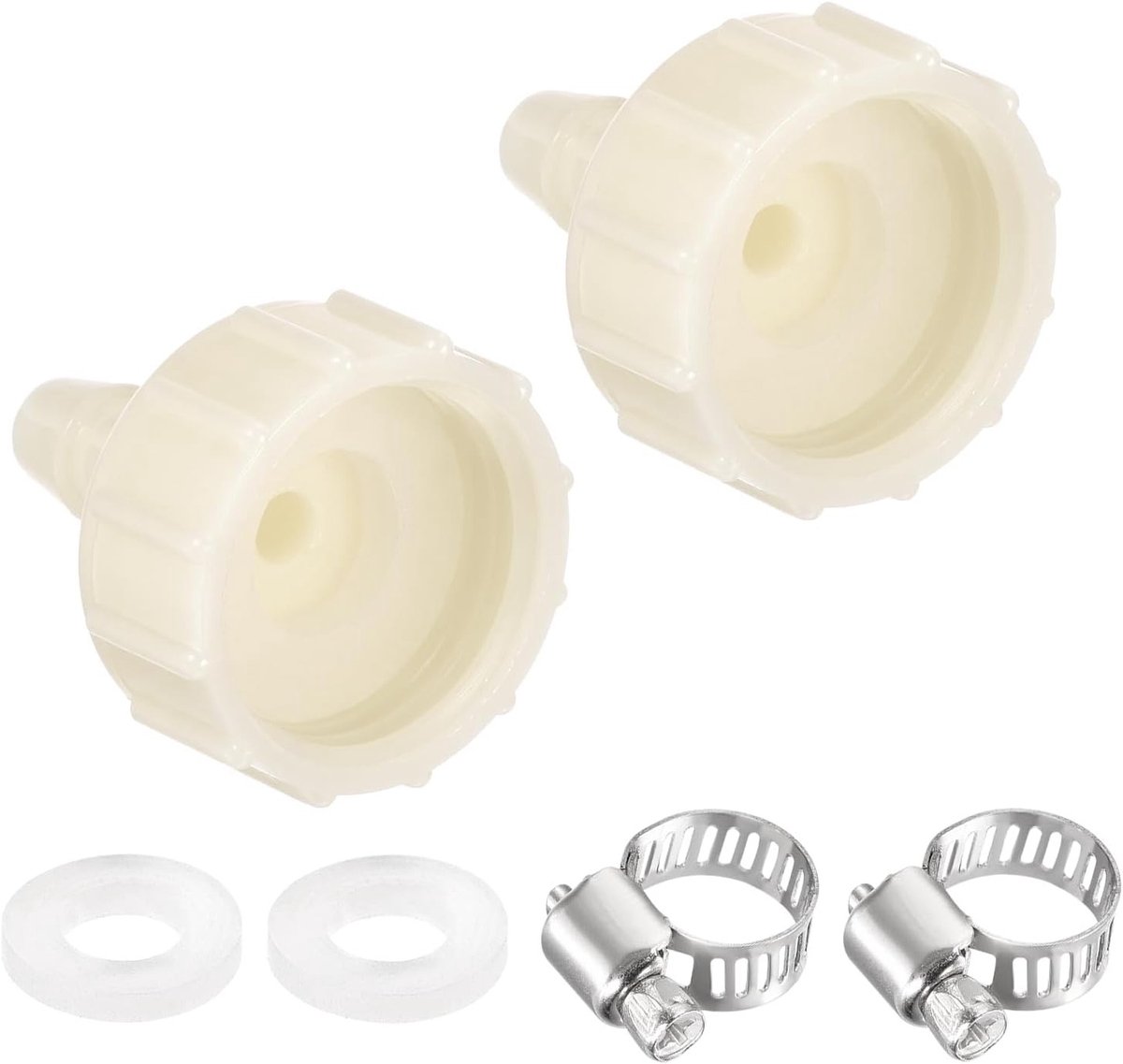 Set van 2 Barbed Hose Fittings, ABS Verbindingen voor Lucht- en Watertransport met Slangklem, Geschikt voor 6mm Barb G1/2 Vrouwelijk