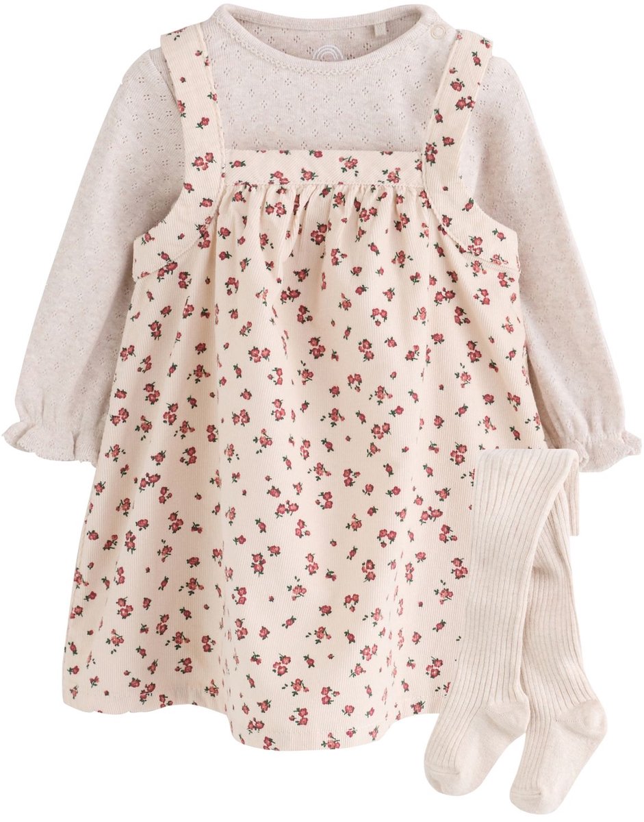 Next - Meisjes - 3-delige babyset van overgooier, romper met lange mouwen en maillot - Roze