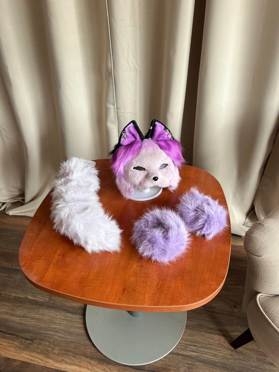 Therian Mask Paars | Handgemaakt Therian Masker | Kattenmasker | Furry Cosplay Masker | Quadrobics