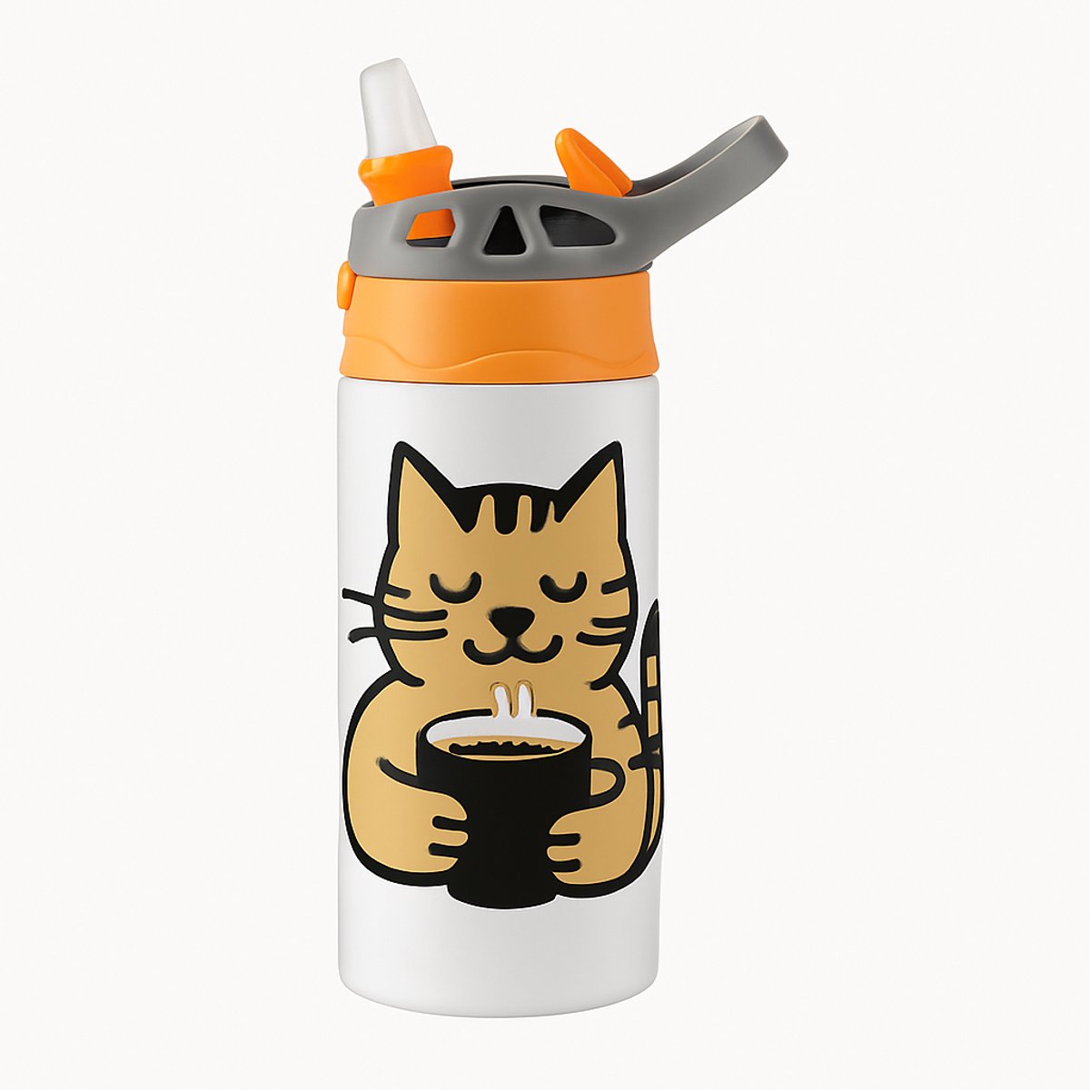 Klassieke ‘il_1140xN.8155609628_rr02’ Drinkfles – Stijlvolle Drinkfles voor Liefhebbers van Uniek Design - Waterfles voor kinderen (wit/oranje)