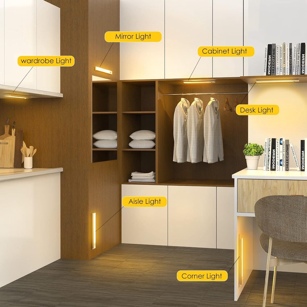 Vellaro Onderbouwlamp - Aluminium - LED met Bewegingssensor - Traploos Dimbaar - Voor Gang en Wijnkast wit