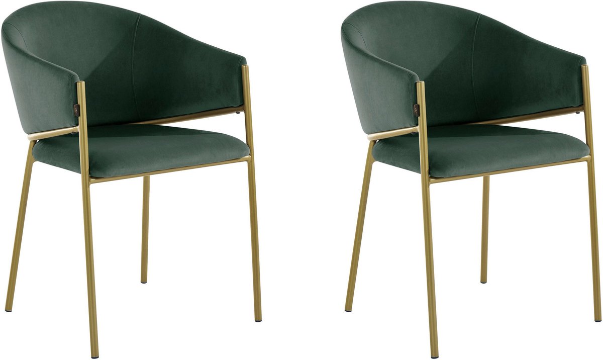 Eetstoel in donkergroene velours 2 pack