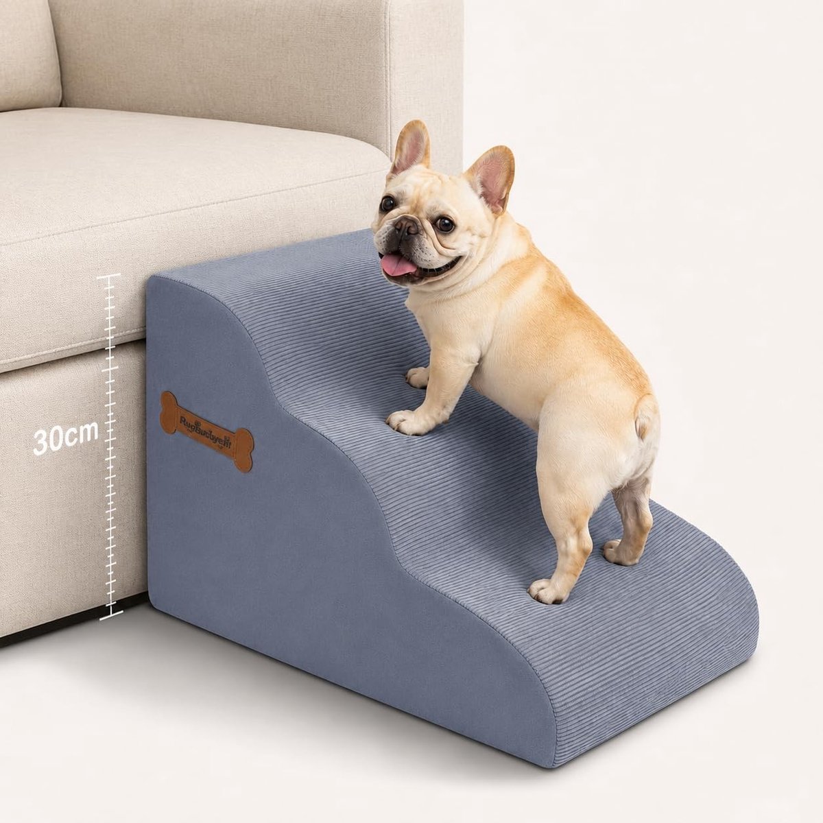 3-Trede Honden Trap voor Kleine Honden, Ideaal voor Sofa en Hoog Bed, Antislip Hondenaccessoire, 40 cm Hoog Schuimplaat, Geschikt voor Oudere Katten met Gewrichtspijn en Kleine Huisdieren