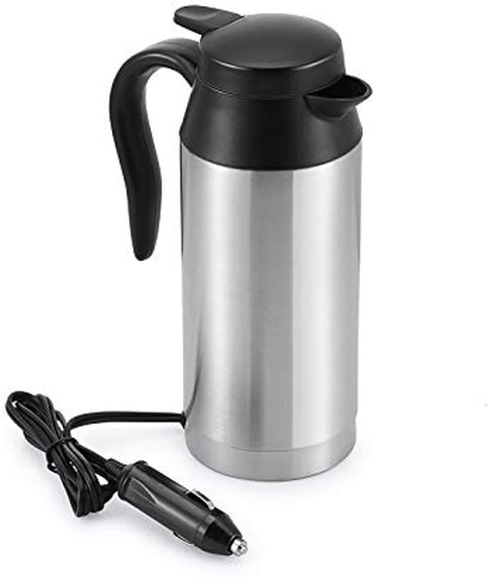Auto Waterkoker - Elektrische Beker - Warme Drankjes Onderweg - Dubbelwandig RVS - 650 ml - Zilver