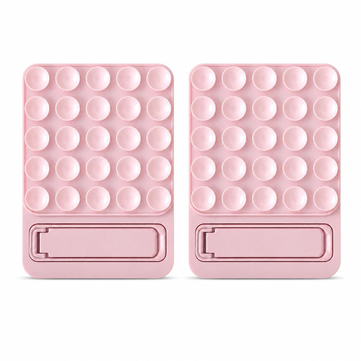Siliconen Zuignap Sticker met Kickstand voor Telefoon en Hoesje - Roze x2 - Casemania Zelfklevende Telefoonstandaard - Universeel Telefoonhouder Handsfree 2 stuks - Telefoon Grip - TikTok Selfiesticker